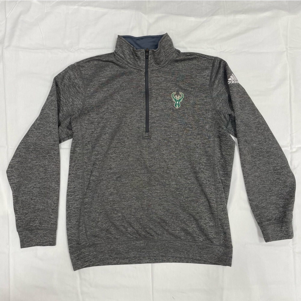 Adidas-Team Issued Milwaukee Bucks 1/4 Zip Fleece Men’s Large